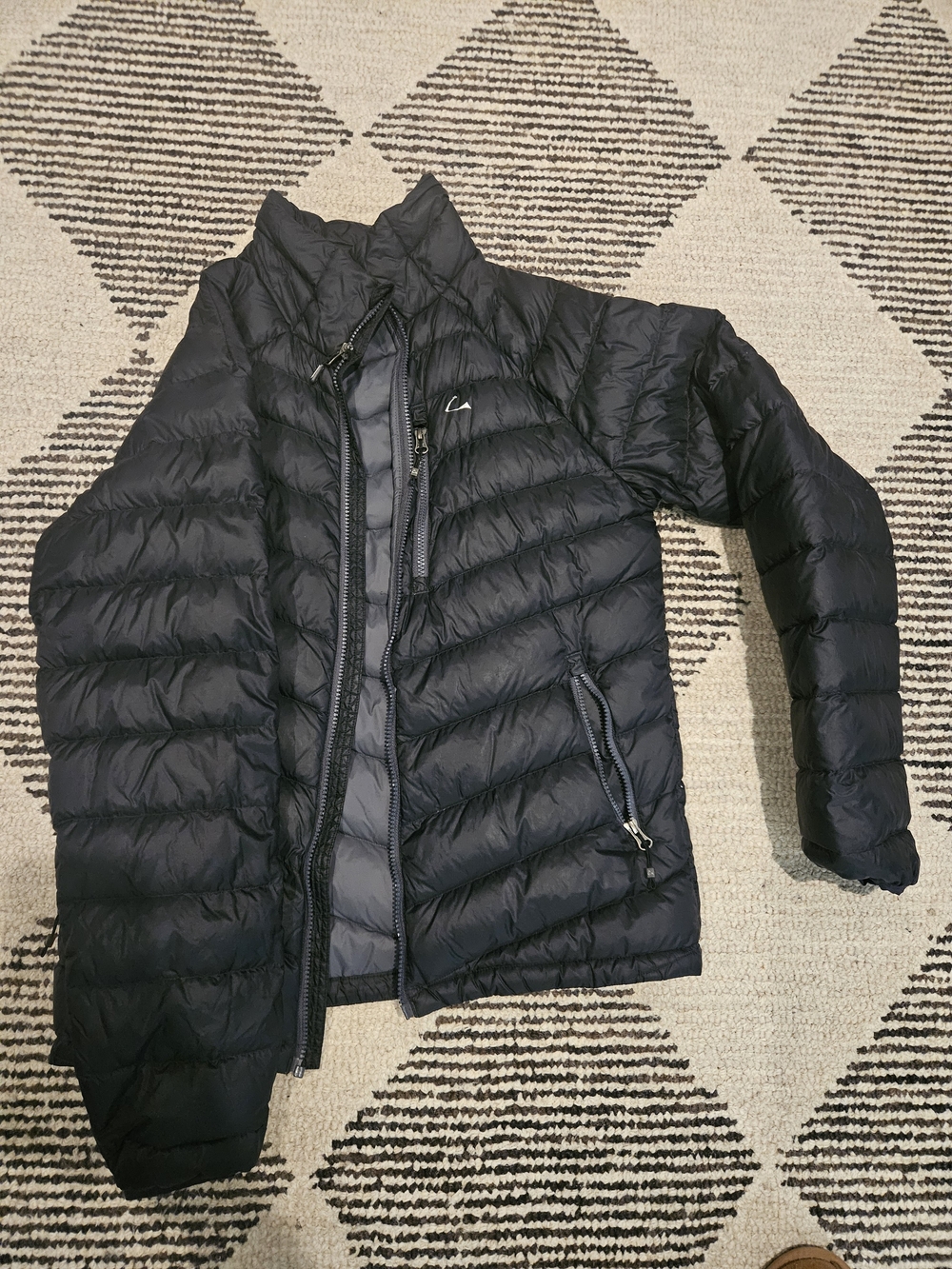 Black Quilted Puffer Jacket with Zip Pockets